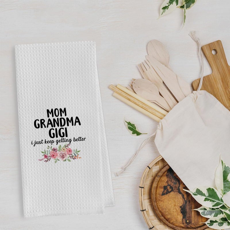 Geqtt Gqtt Great Grandma Dish Towels - Gigi Waffle Weave Kitchen Towels, Grandma Gifts Hand & Tea Towel (1624 Inches) - Image 2